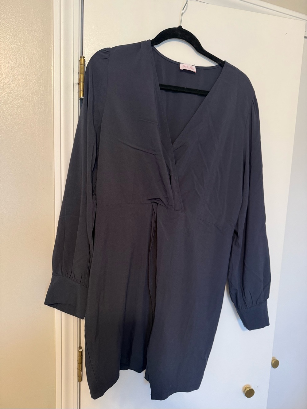Pink Lily Dark Charcoal V-Neck Long Sleeve Tunic
